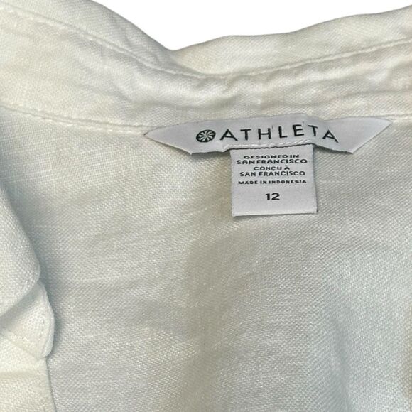 ATHLETA Women’s White Short Sleeve 100% Linen Playa Wrap Dress Size 12 Style #79 - Picture 4 of 6